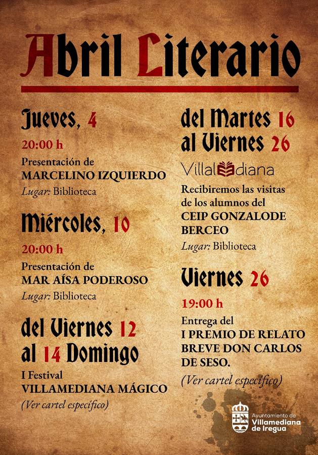 Programación del Abril Literario.